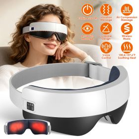 Eye Massager with Heat Air Compression & Vibration Voice Control 4 Massage Modes Wireless Music Playback Foldable Eye Massage Mask with Adjustable Int