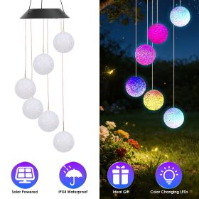 Solar Ball Wind Chime 7 Color Changing Wind Chime for Outside IPX4 Waterproof Outdoor Garden Yard Decor