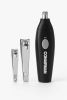 Nose & Ear Trimmer Kit 4 Piece Grooming Set with Nail Clippers and Storage Pouch