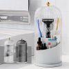Toothbrush holder with sliding cover, suitable for bathroom counter storage, toothbrush and toothpaste holder
