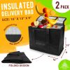 Insulated Food Delivery Bag (Pack of 2) - 16x13x9in, Zippered Top, Foldable