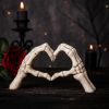 Gothic Skeleton Heart Hands Sculpture 6.3"- Unique Until Death Bone Heart Love Sign -Halloween Home Decor, Gothic Wedding Gift, Shelf Desktop Ornament