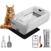 Cream-white self-cleaning cat litter box with American-style design, odor-eliminating function, dedicated smart container featuring wide opening