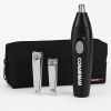Nose & Ear Trimmer Kit 4 Piece Grooming Set with Nail Clippers and Storage Pouch