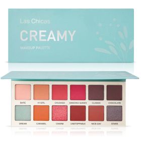 Las Chicas High Pigment Silky Hydroxybenzophenone Non-Vegan Cruelty-Free Cream 12-Color Eyeshadow Palette Makeup Palette (Option: Multicolor)