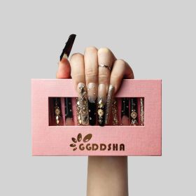 GGDDSHA Nails Handmade Press On Nails Long PinkDesign By Nail Technician, Handmade Painted Nail ArtReusable Stick On Nails In S,M,L 3Sizes,Eclips (Option: M)