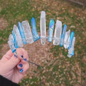 Branch Type Natural Obsidian Hair Hoop (Color: White crystal)