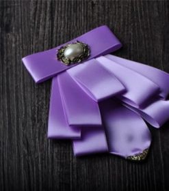 Gold Covered Corner Multilayer Bow Tie (Color: Light purple)