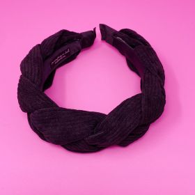 Braided Corduroy Headband (Color: Black)