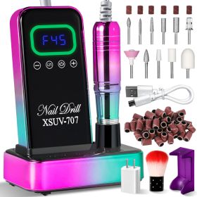 Cordless Nail Drill 45000 RPM, Rechargeable Electric Nail File Kit For Acrylic Gel Polishing Removing, Nail Drill Kit With Bits & Base, Portable (Option: Green)