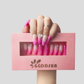 GGddsha Nails Handmade Pmma Acrylic Nails Press On NailsShort Reusable Fake False Nails Kit With Box Gifts ForWomen,Blush Elegance (Option: M)